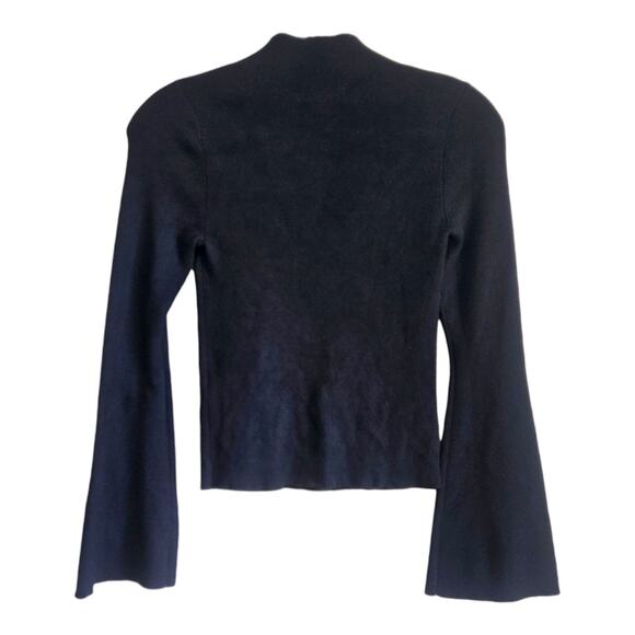 ANTHROPOLOGIE Maeve Women's Petite XXSP Arlowe Sweater Black Bell Sleeve Fitted - Picture 1 of 7